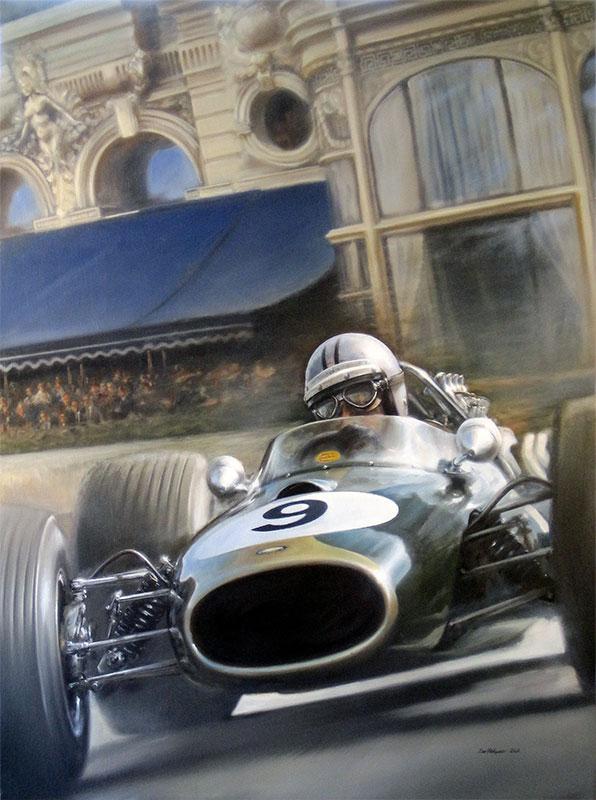 <p>1967 World Drivers Champion - Winner Monaco Grand Prix 1967, driving the Repco-Brabham BT20</p>
<p>Original oil on canvas - <strong>SOLD</strong></p>
